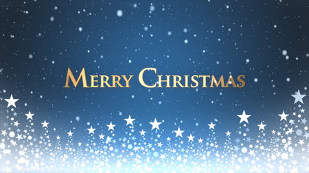 Christmas tree and colored background with snowflakes and Christmas letteringの写真素材