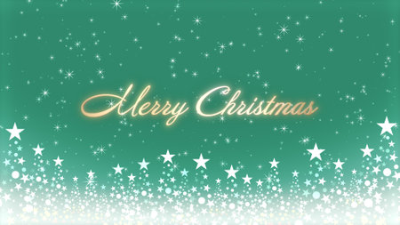 Christmas tree and colored background with glitter and Christmas letteringの写真素材
