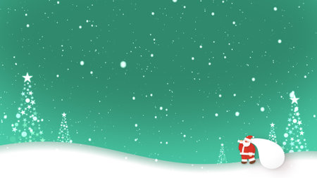 Santa Claus walks in the snowの写真素材