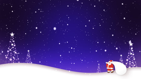 Santa Claus walks in the snowの写真素材