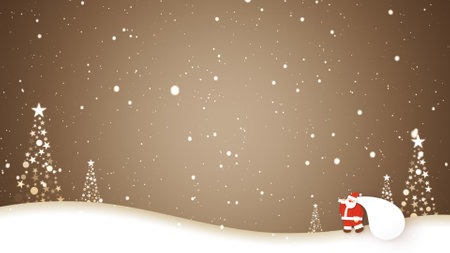 Santa Claus walks in the snowの写真素材