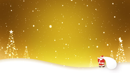Santa Claus walks in the snowの写真素材
