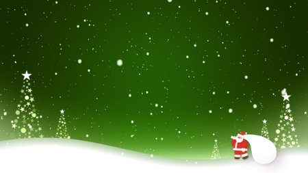 Santa Claus walks in the snowの写真素材