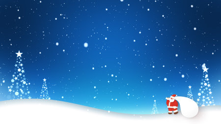 Santa Claus walks in the snowの写真素材
