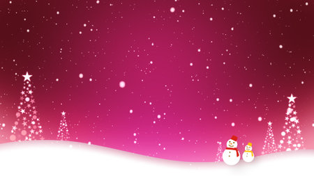 Snowmen walk in the falling snowの写真素材