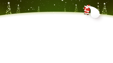 Santa Claus walks in the snow (with telop space)の写真素材
