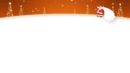 Santa Claus walks in the snow (with telop space)の写真素材