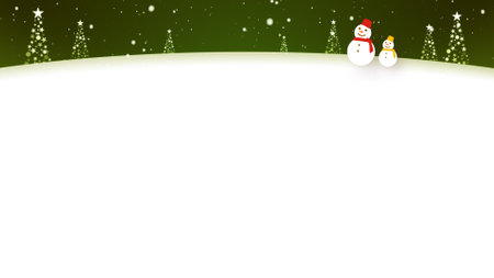 Snowmen walk in the falling snow (telop space available)の写真素材