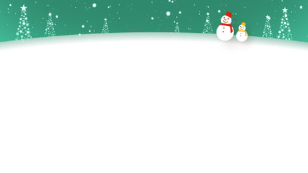Snowmen walk in the falling snow (telop space available)の写真素材