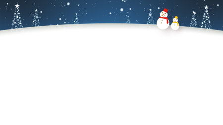 Snowmen walk in the falling snow (telop space available)の写真素材