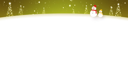 Snowmen walk in the falling snow (telop space available)の写真素材