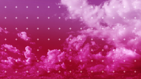 Images of clouds and graphics on a colored backgroundの写真素材