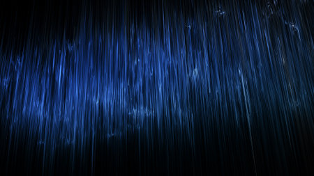 Image of rain falling on a black backgroundの写真素材