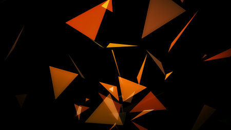An image of triangles springing up on a black backgroundの写真素材