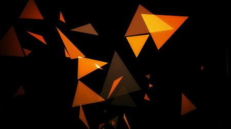 An image of triangles springing up on a black backgroundの写真素材