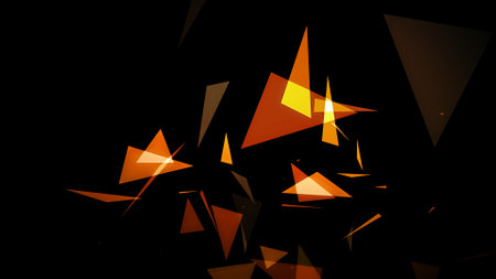 An image of triangles springing up on a black backgroundの写真素材