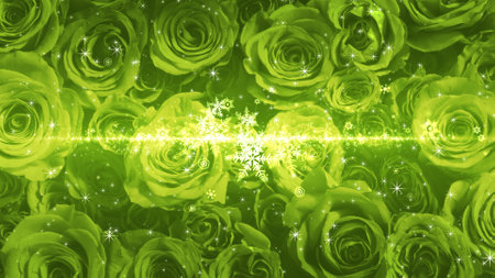 Crystal of snow and glitter flutter on rose backgroundの写真素材