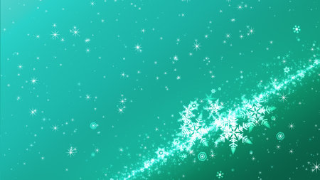 Crystal of snow and glitter flutter on a colored backgroundの写真素材