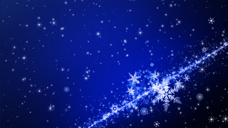 Crystal of snow and glitter flutter on a colored backgroundの写真素材