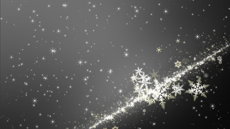 Crystal of snow and glitter flutter on a colored backgroundの写真素材
