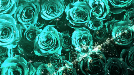 Crystal of snow and glitter flutter on rose backgroundの写真素材