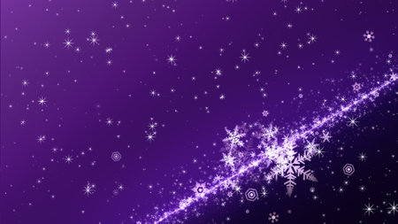 Crystal of snow and glitter flutter on a colored backgroundの写真素材