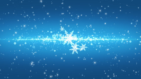 Crystal of snow and glitter flutter on a colored backgroundの写真素材