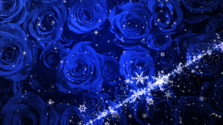 Crystal of snow and glitter flutter on rose backgroundの写真素材