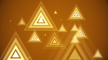 Triangles spring up on a colorful backgroundの写真素材