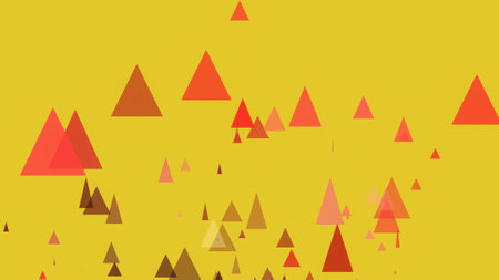 Triangles spring up on a colorful backgroundの写真素材