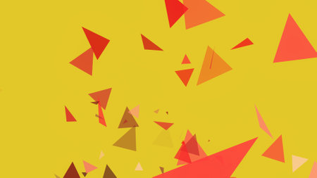 Triangles spring up on a colorful backgroundの写真素材