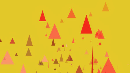 Triangles spring up on a colorful backgroundの写真素材