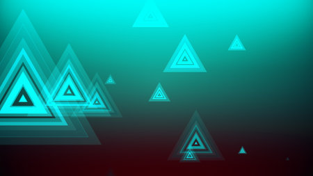Triangles spring up on a colorful backgroundの写真素材