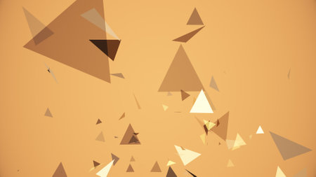 Triangles spring up on a colorful backgroundの写真素材