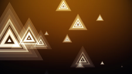 Triangles spring up on a colorful backgroundの写真素材