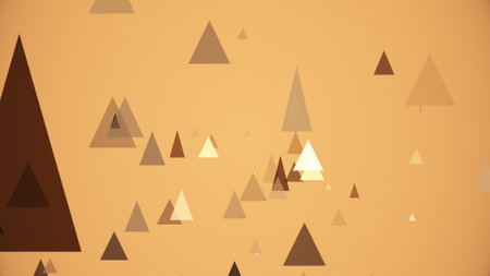 Triangles spring up on a colorful backgroundの写真素材