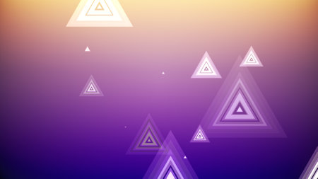 Triangles spring up on a colorful backgroundの写真素材