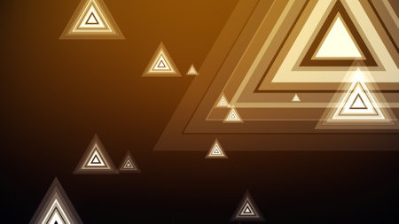 Triangles spring up on a colorful backgroundの写真素材