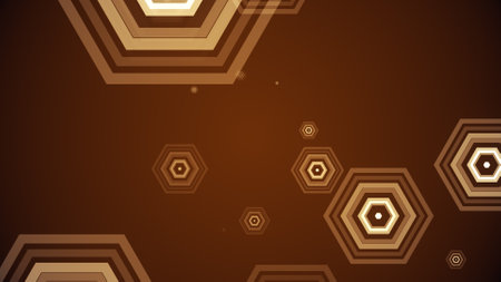 Hexagons spring up on a colorful backgroundの写真素材
