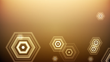 Hexagons spring up on a colorful backgroundの写真素材
