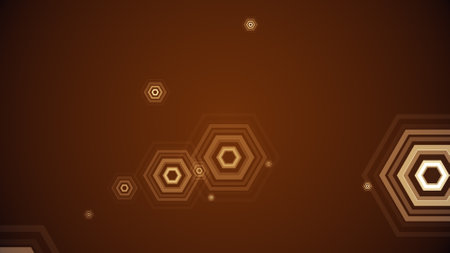 Hexagons spring up on a colorful backgroundの写真素材