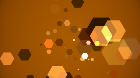 Hexagons spring up on a colorful backgroundの写真素材