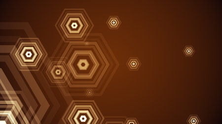 Hexagons spring up on a colorful backgroundの写真素材