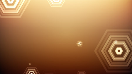 Hexagons spring up on a colorful backgroundの写真素材