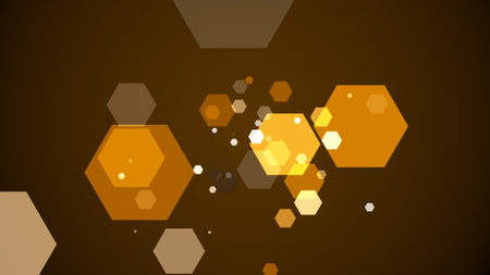 Hexagons spring up on a colorful backgroundの写真素材