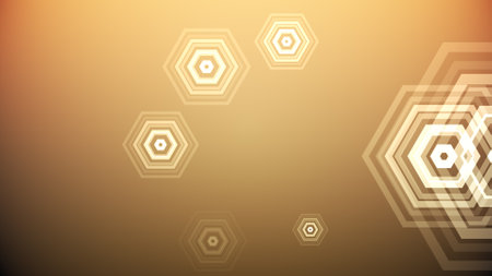 Hexagons spring up on a colorful backgroundの写真素材