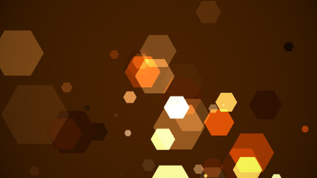 Hexagons spring up on a colorful backgroundの写真素材