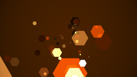 Hexagons spring up on a colorful backgroundの写真素材