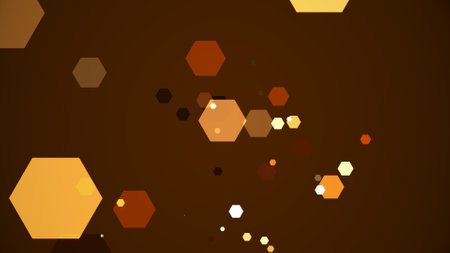 Hexagons spring up on a colorful backgroundの写真素材
