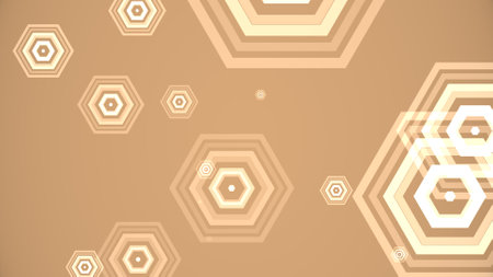 Hexagons spring up on a colorful backgroundの写真素材